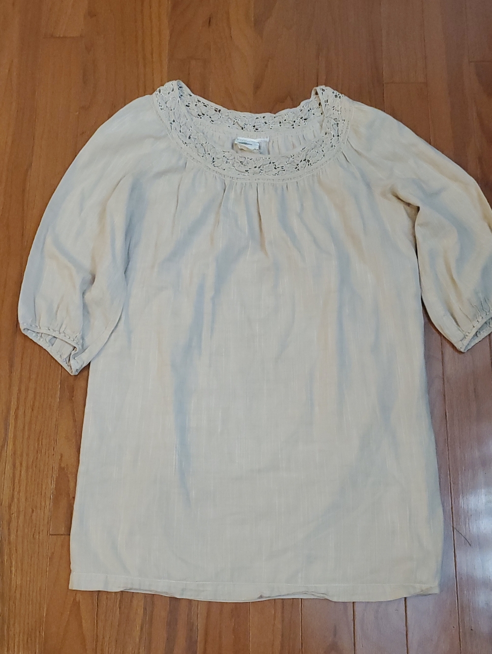 Nurture Dress beige Sand Crochet on trim lined